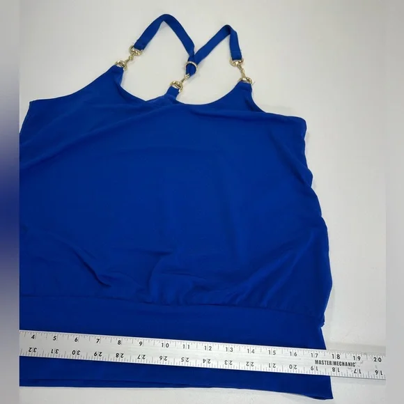 Boston Proper Hardware Detail Blouson Knit Top Deep Ocean Blue NEW Size Small - Picture 6 of 13